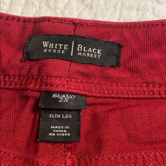 WHBM Red burgundy jeans. 2S - Picture 4 of 8